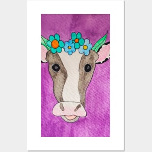 Floral Cow Posters and Art